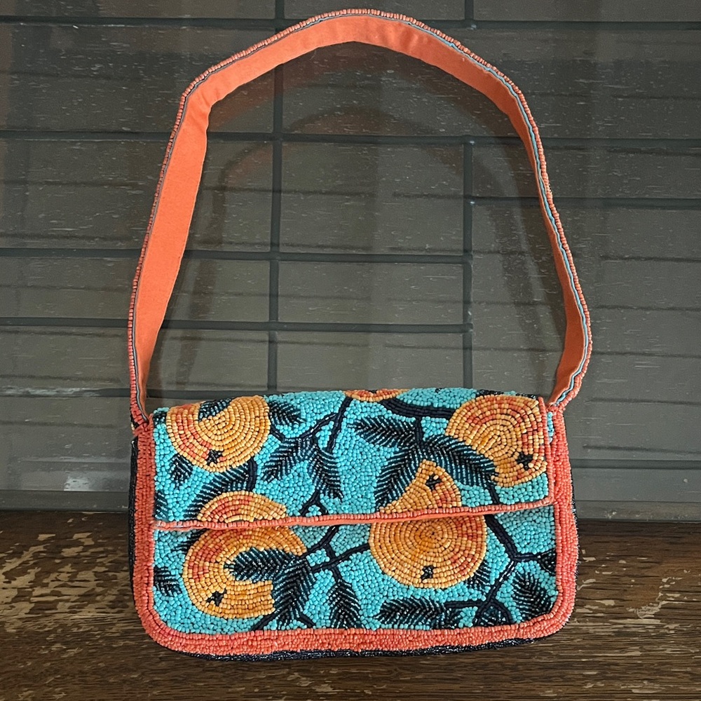 Anthropologie - Beaded Floral Women Bag - Multicolor